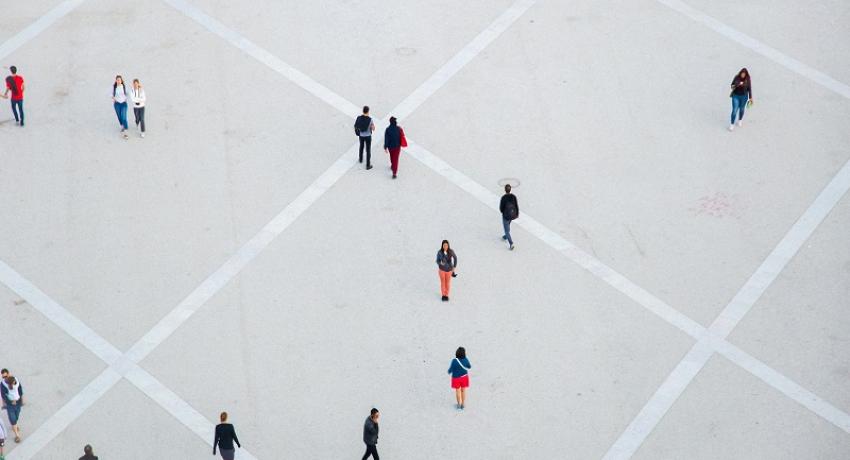People walking to work