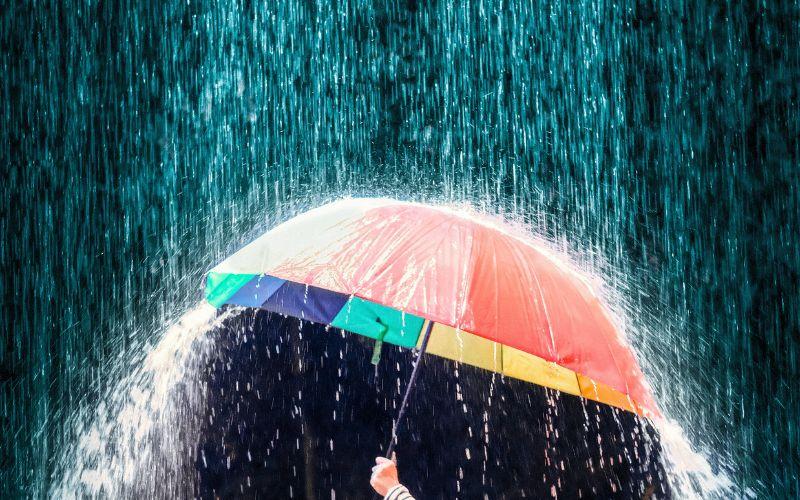 Umbrella in rain